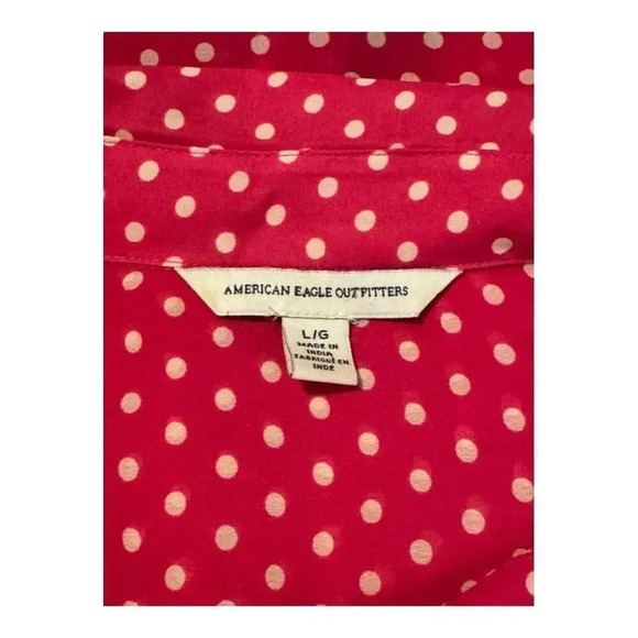 American Eagle Outfitters Women’s Large Pink Polka Dot Button Down Shirt‎ - Picture 4 of 7